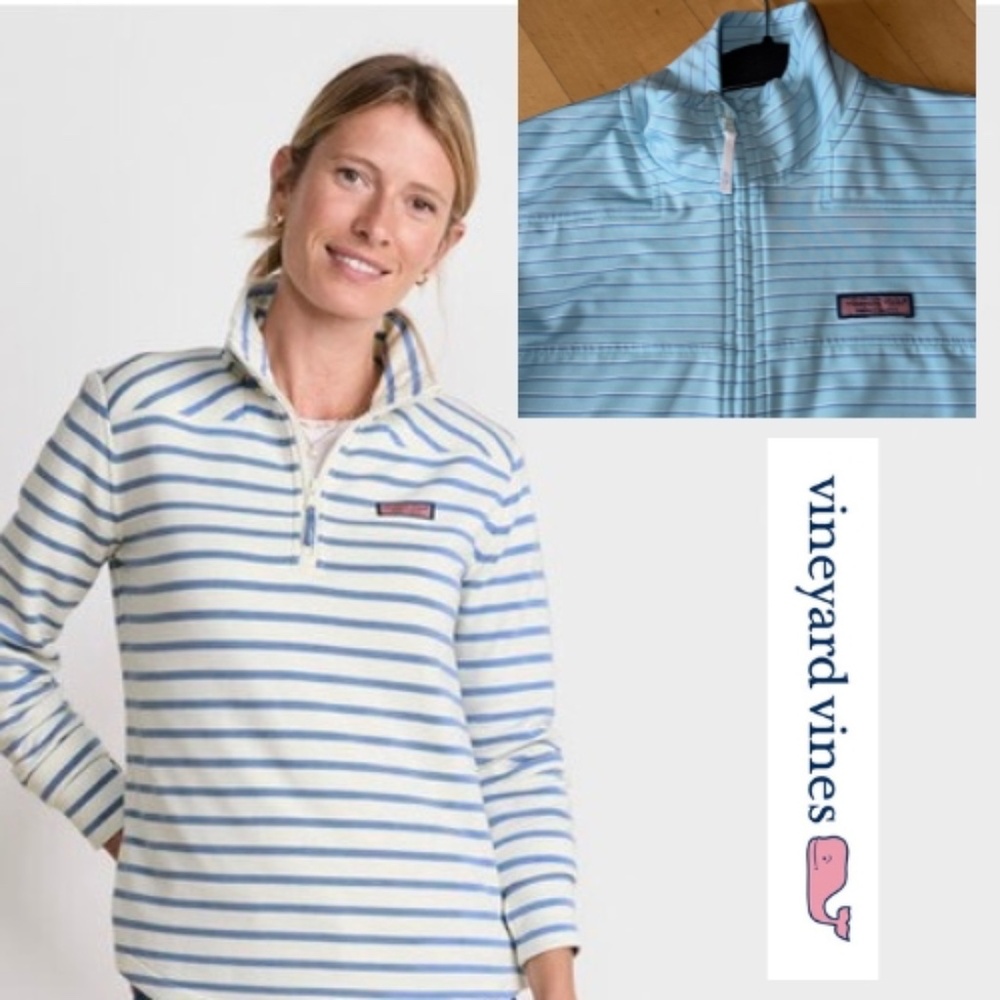 Vineyard Vines The Shep shirt turquoise blue stripe M, CB2586